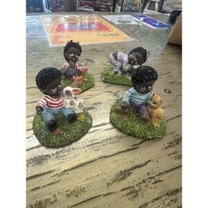 4 Vintage Young's Inc Monroe Mich African American Figurines